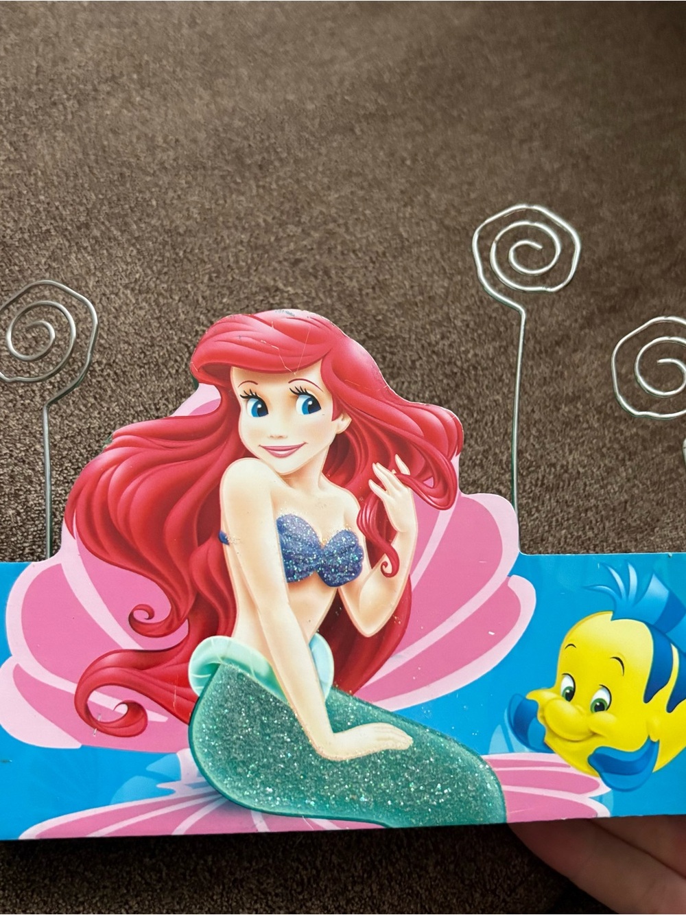 Disney Little Mermaid Ariel Party Photo/Place Card Holder Picture Flounder Wood